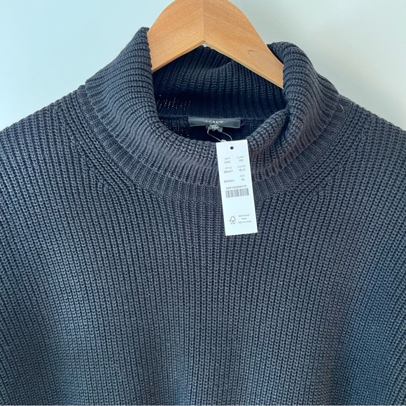 J. Crew Women’s Ribbed cotton-blend relaxed turtleneck sweater XL Black NWT - Picture 3 of 9